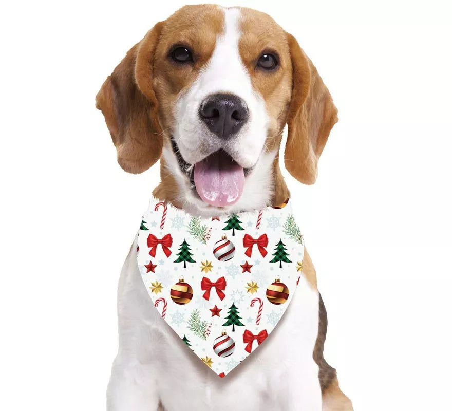 Pañuelo Guirnaldas estampado blanco para perro de 69x35 cm