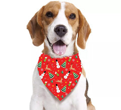 Rot bedruckter Schneemannschal für Hunde 69x35 cm