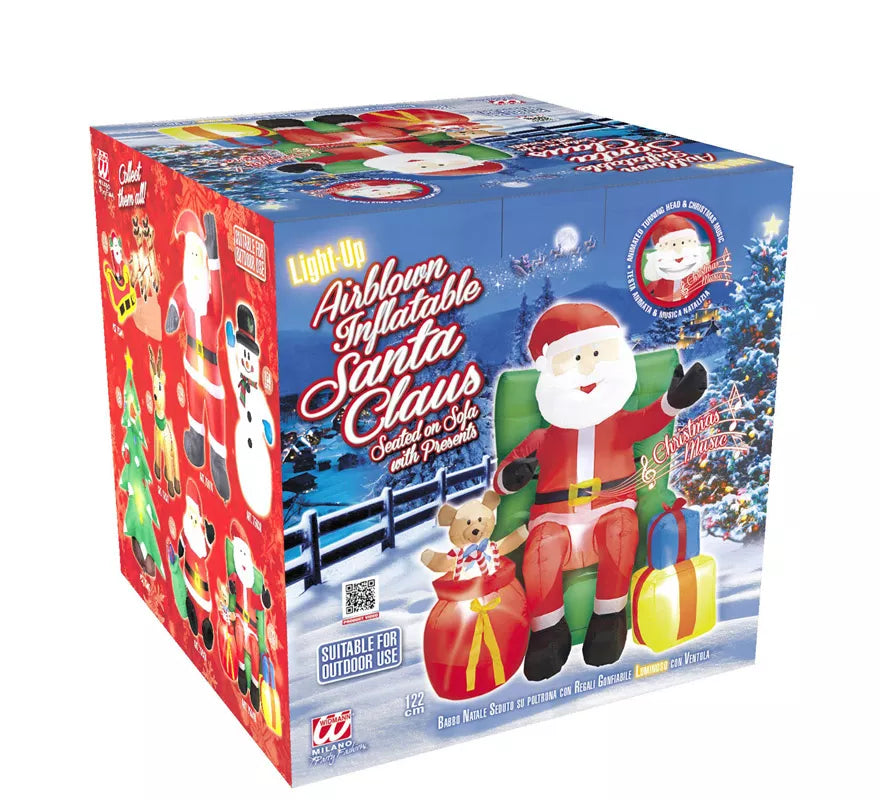 Translation missing: de.Papá Noel Hinchable con Música, Luz y Movimiento con Ventilador de 122 cm