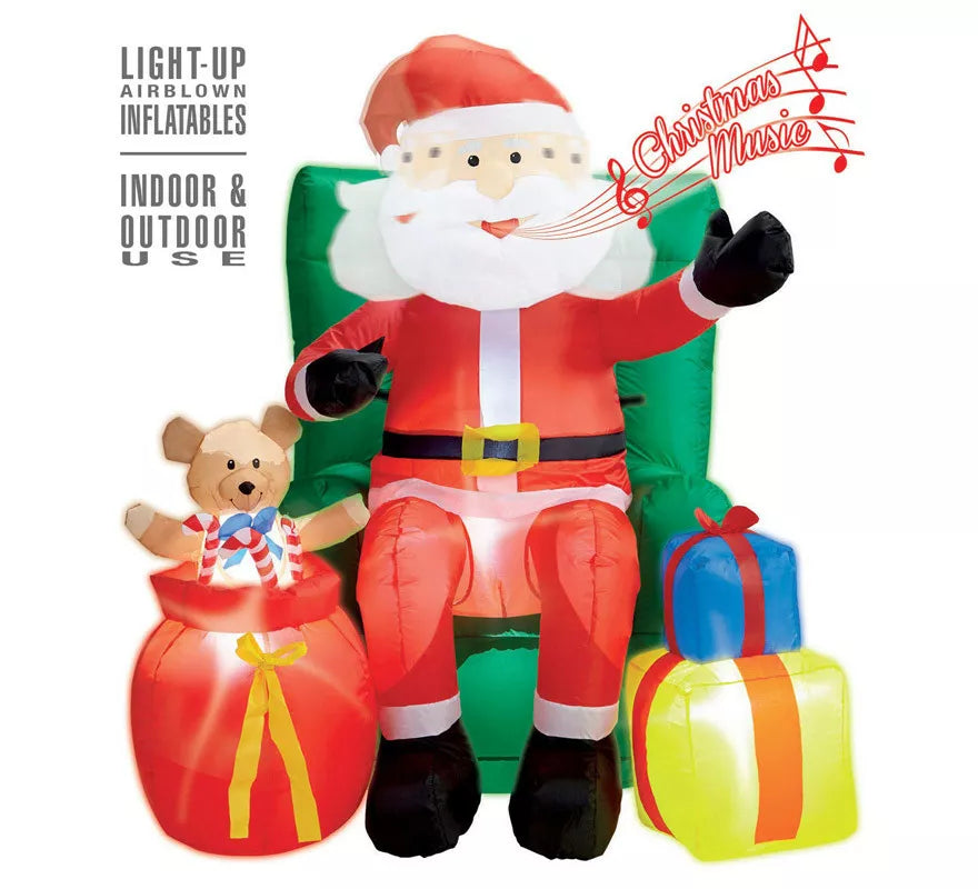 Translation missing: de.Papá Noel Hinchable con Música, Luz y Movimiento con Ventilador de 122 cm