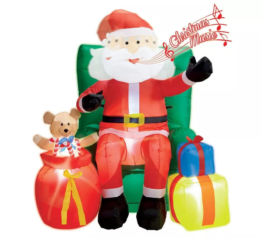 Translation missing: de.Papá Noel Hinchable con Música, Luz y Movimiento con Ventilador de 122 cm