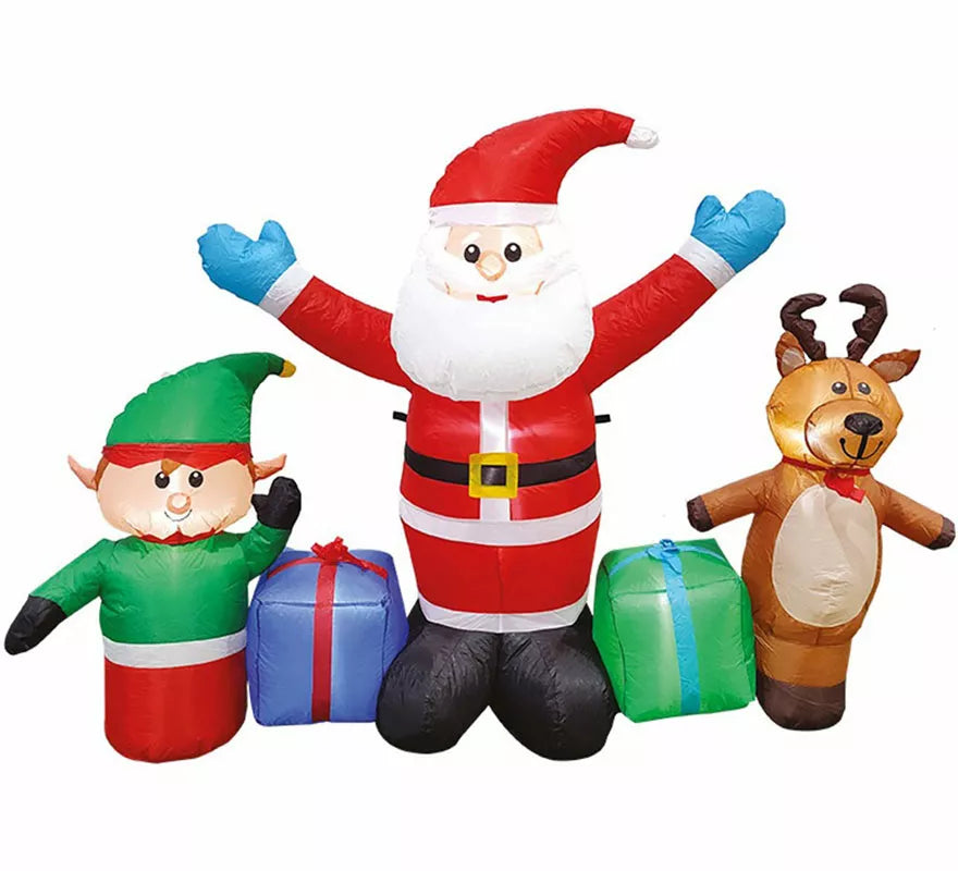 Translation missing: de.Papá Noel, Reno y Elfo Hinchables con LED de 140 cm