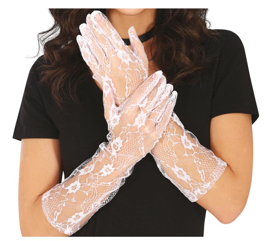 Translation missing: de.Par de guantes calados blancos 36 cm