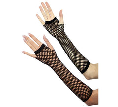 Paar lange schwarze Netzhandschuhe für Erwachsene, 24 cm