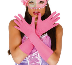 Paar lange rosa Handschuhe