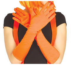 Paar neonorangefarbene 45-cm-Handschuhe