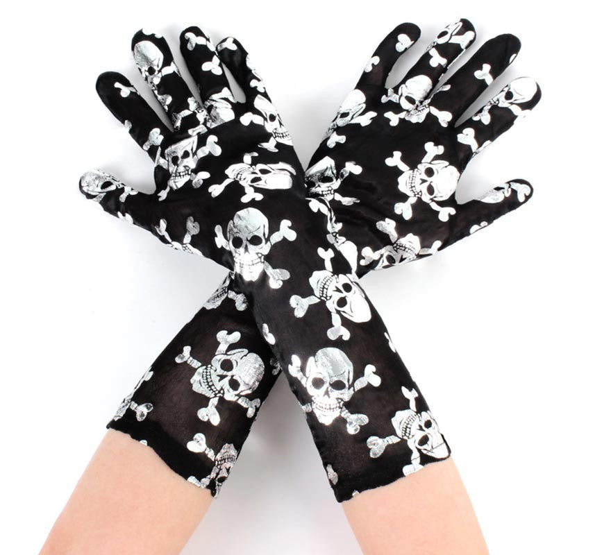 Translation missing: de.Par de Guantes negros con calaveras adulto