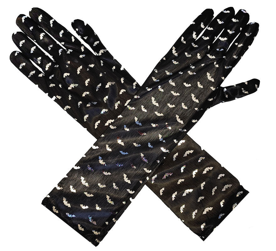 Par de Guantes negros con murciélagos adulto