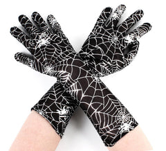 Paar schwarze Handschuhe mit Spinnennetz für Erwachsene