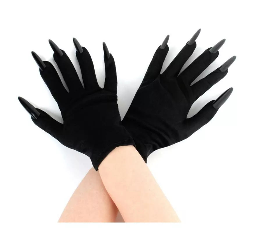 Translation missing: de.Par de Guantes negros con Uñas negras adulto