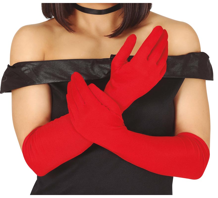 Translation missing: de.Par de guantes rojos largos 45 cm