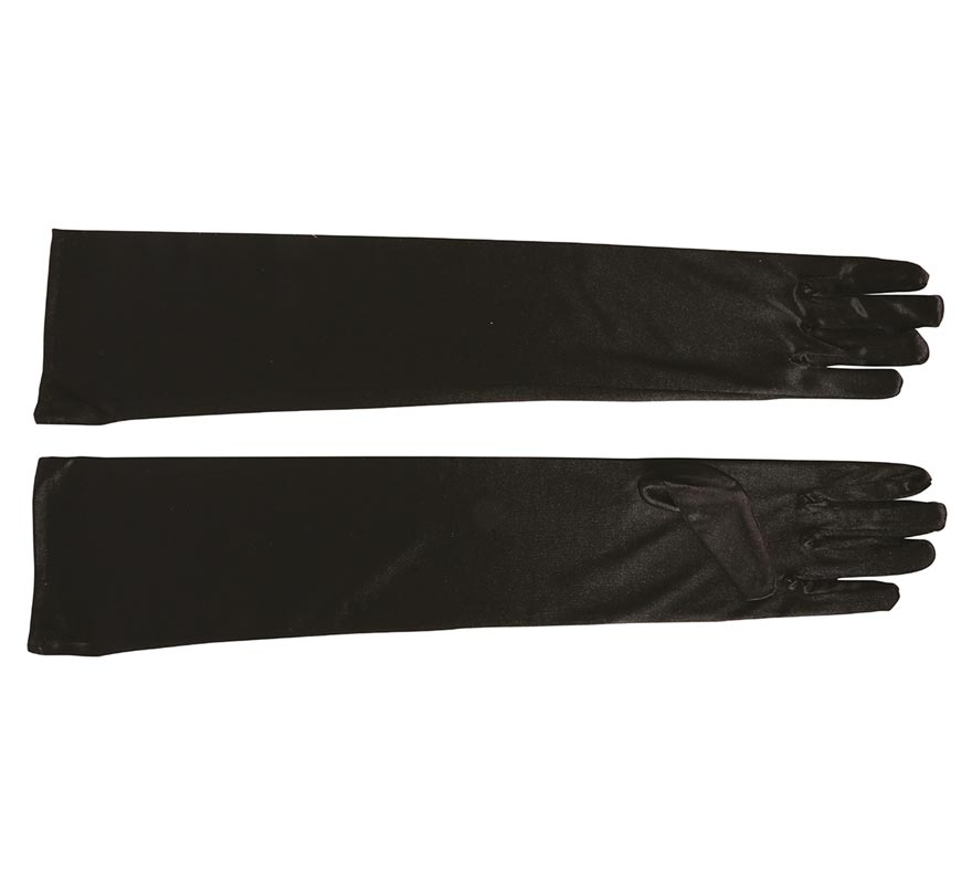 Translation missing: de.Par de guantes satinados negros 51 cm