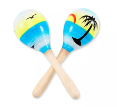 Paar Maracas aus Holz tropischer Sonnenuntergang 20 cm