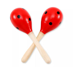 Paar 20 cm Holzmaracas mit Tupfen