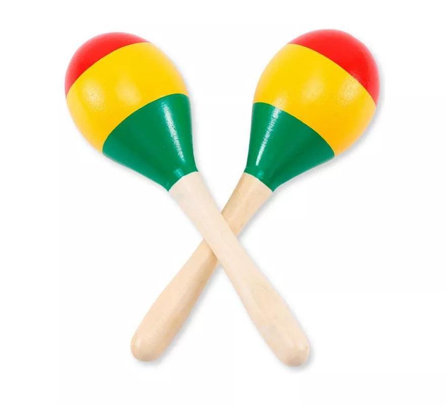 Translation missing: de.Par de Maracas de madera Méjico de 20 cm