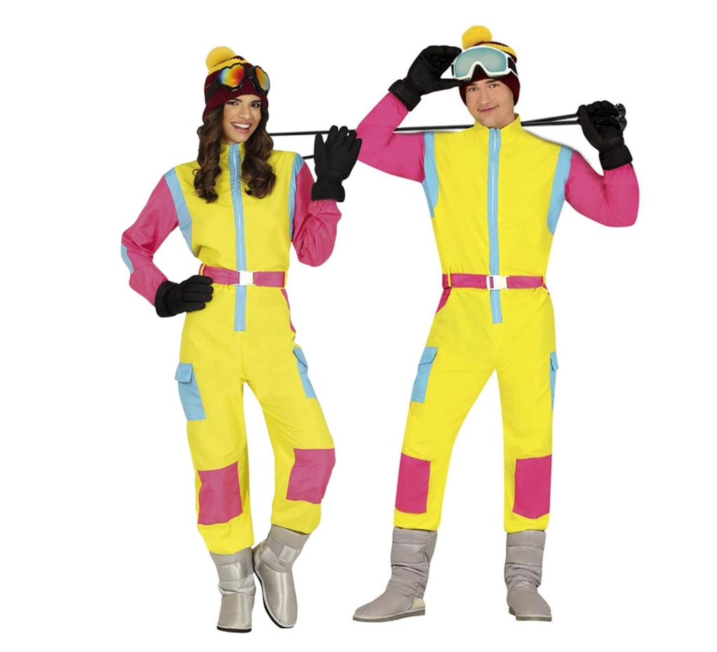 Gelbes Skifahrer-Paar