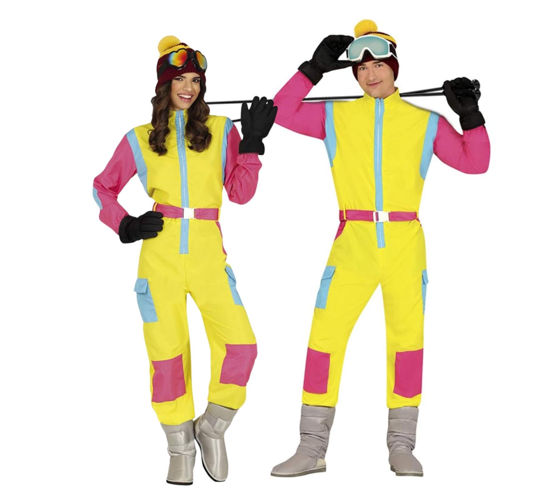 Gelbes Skifahrer-Paar