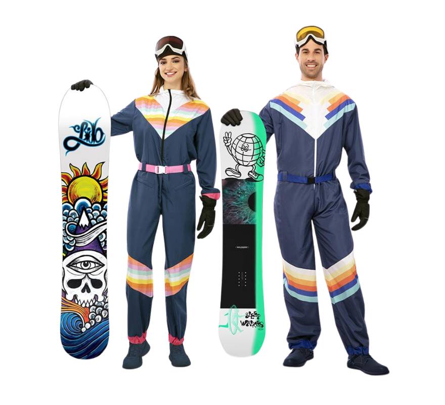 Blaues Skifahrer-Paar