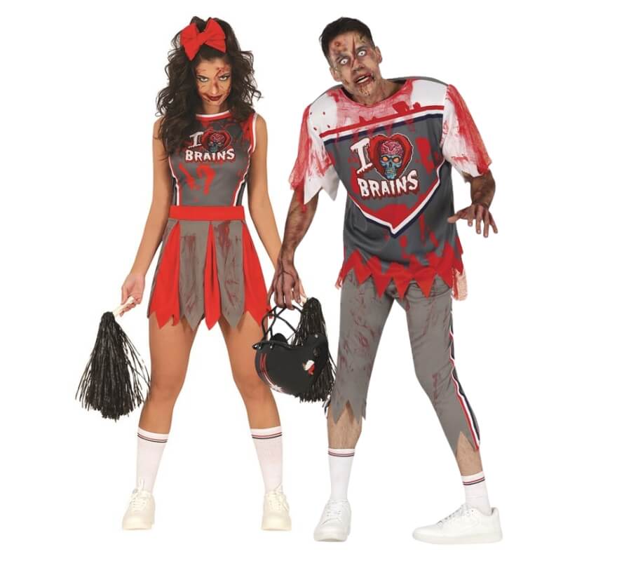 Zombie-Spieler und Cheerleader-Paar