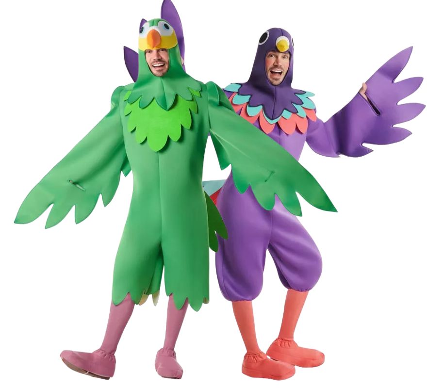 Vogelpaar in Grün und Lila