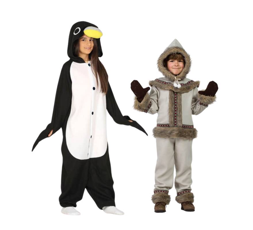 Kinder-Pinguin- und Eskimo-Paar
