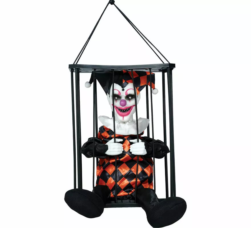 Payaso Enjaulado con Luz, Sonido y Movimiento de 26,5 cm