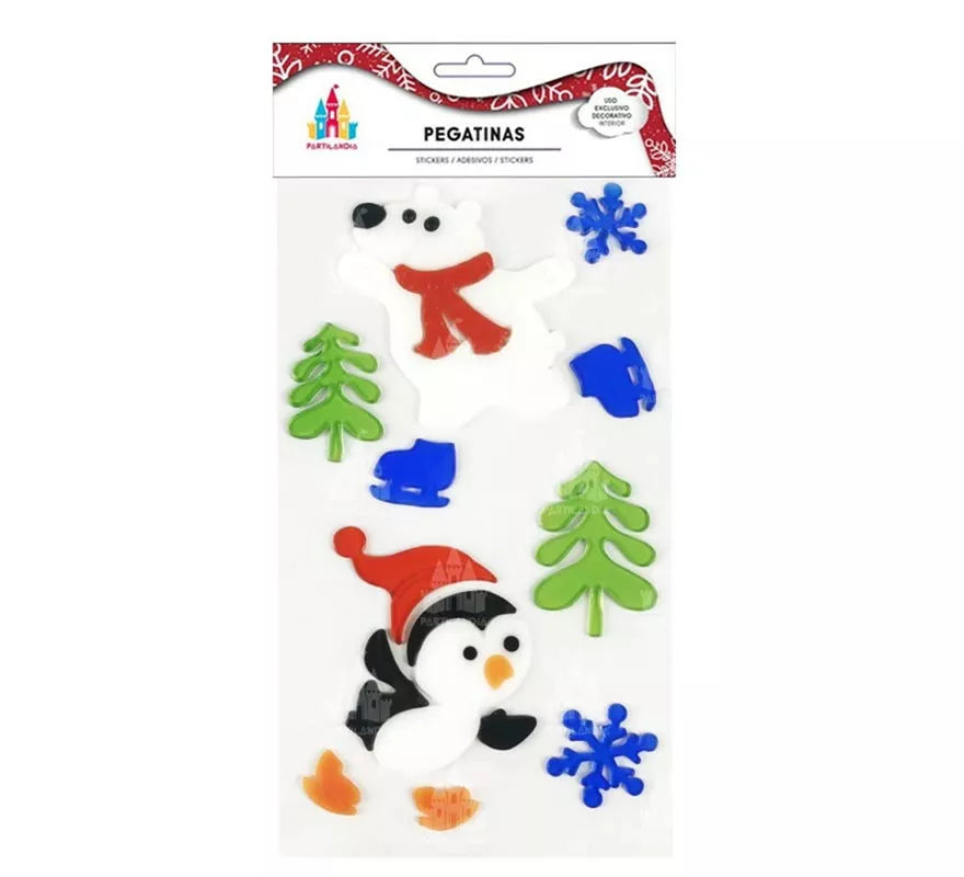 Translation missing: de.Pegatina con Gel Navidad Oso y pingüino de 15X25 cm