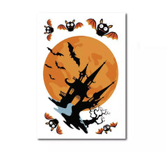 20 x 30 cm großer orangefarbener Spukhaus-Vinylaufkleber