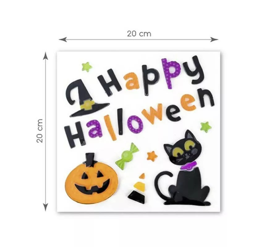 Translation missing: de.Pegatina Gel Happy Halloween Gato y Calabaza