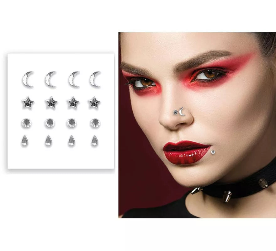 Translation missing: de.Pegatina Piercing plata para la cara