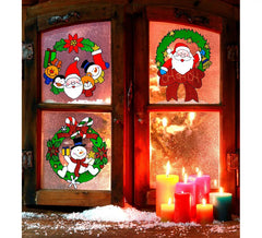 Verschiedene Weihnachtskranz-Fensteraufkleber in 3 Modellen von 30 cm