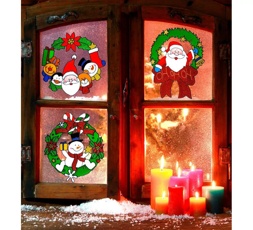 Translation missing: de.Pegatina Ventana Corona Navidad Surtida en 3 Modelos de 30 cm