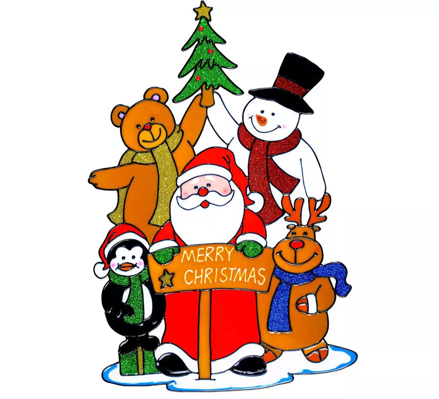 Translation missing: de.Pegatina Ventana Familia Papá Noel de 40 cm