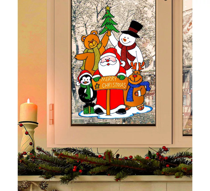 Translation missing: de.Pegatina Ventana Familia Papá Noel de 40 cm
