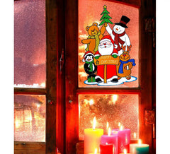 40 cm Weihnachtsmann Familie Fensteraufkleber