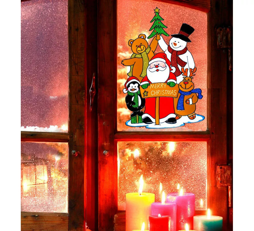 Translation missing: de.Pegatina Ventana Familia Papá Noel de 40 cm