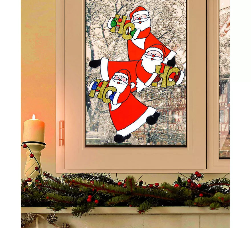 Translation missing: de.Pegatina Ventana Trío Papá Noel Vertical de 40 cm