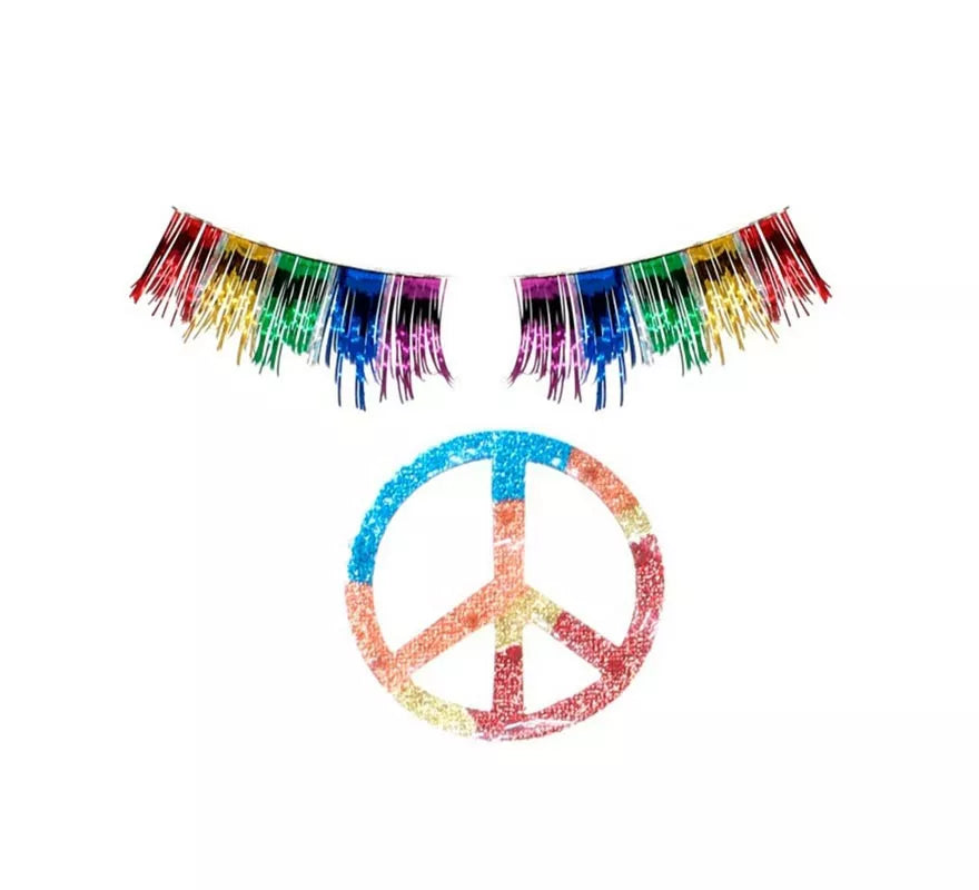 Translation missing: de.Pegatina y Pestañas Hippie multicolor