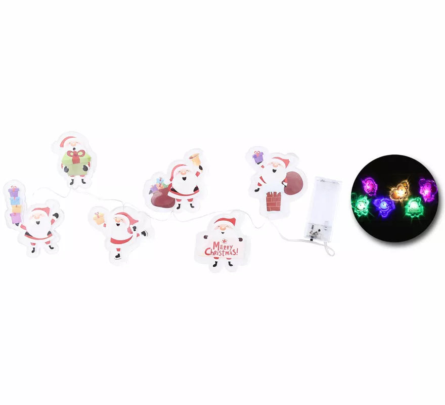 Pegatinas Gel Led 6 Figuritas de Papá Noel de 15x35 cm