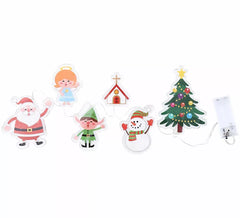 LED-Gel-Aufkleber, 6 lustige Weihnachtsfiguren, 15 x 35 cm