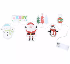 LED-Gel-Aufkleber, 6 Weihnachtsfiguren , 15 x 30 cm