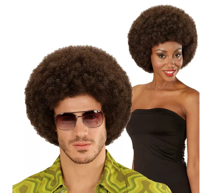 Translation missing: de.Peluca Afro castaña ajustable y lavable adulto