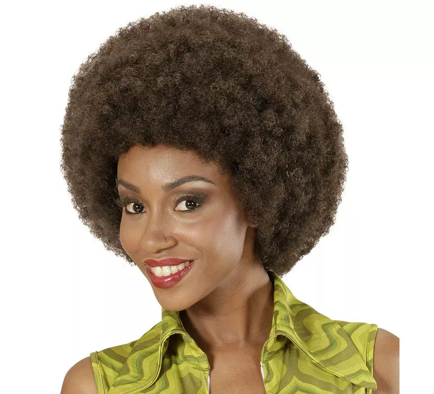 Translation missing: de.Peluca Afro castaña ajustable y lavable adulto