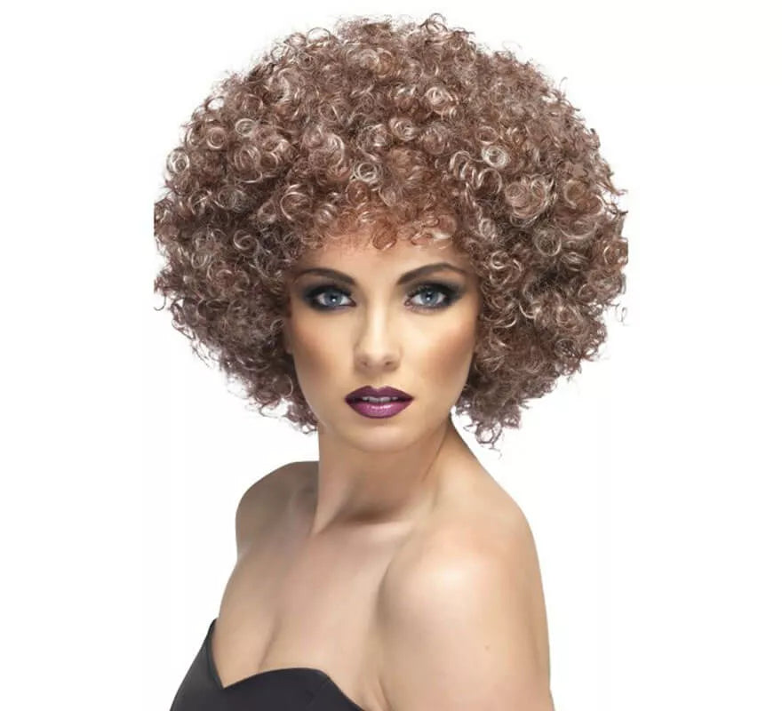 Translation missing: de.Peluca Afro color Castaño Cobrizo a mechas