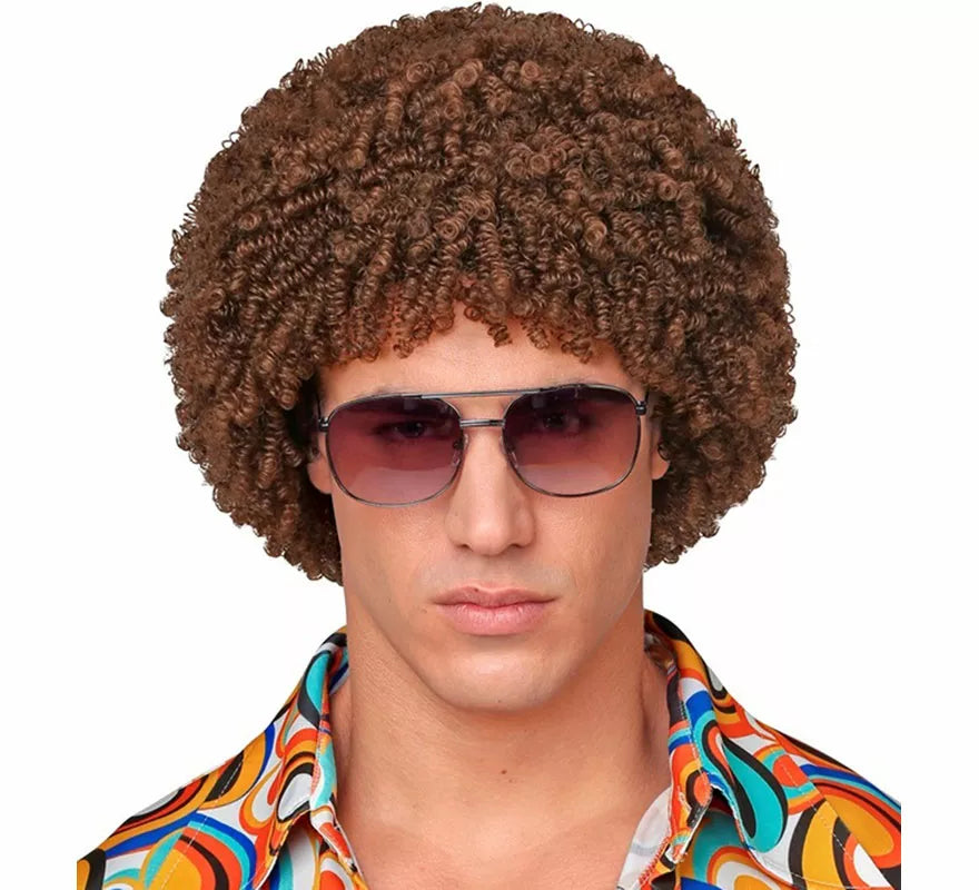 Peluca Afro Disco Años 70 marrón