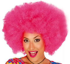 Extra große afro-pinke Perücke