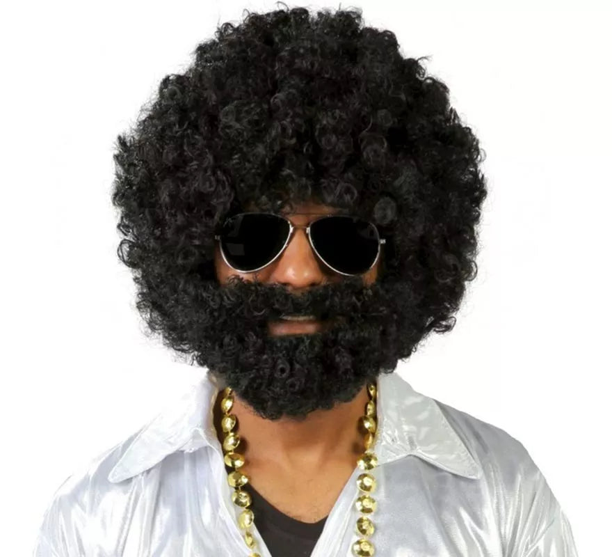Translation missing: de.Peluca afro negra con barba de Vagabundo
