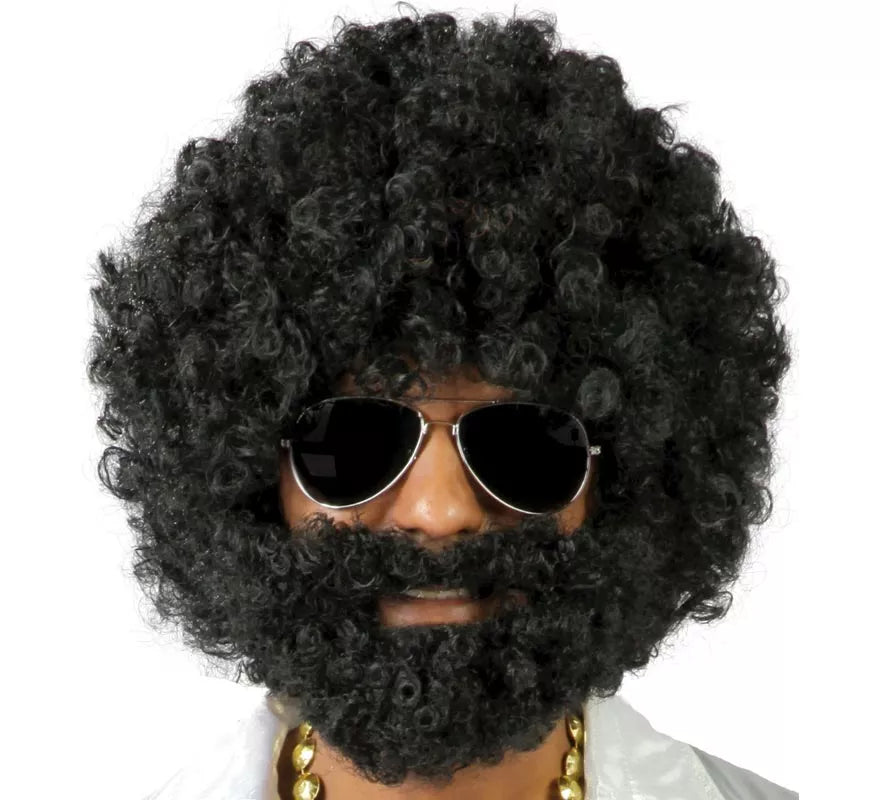 Translation missing: de.Peluca afro negra con barba de Vagabundo