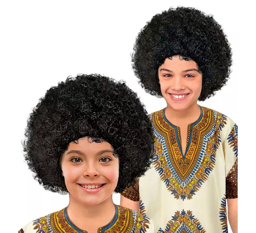 Translation missing: de.Peluca Afro negra en bolsa infantil