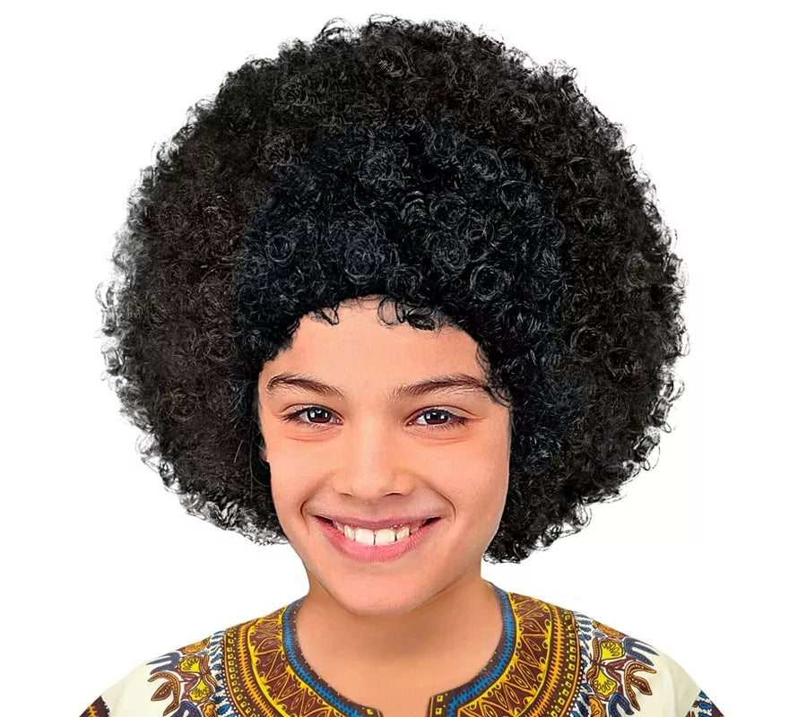 Translation missing: de.Peluca Afro negra en bolsa infantil